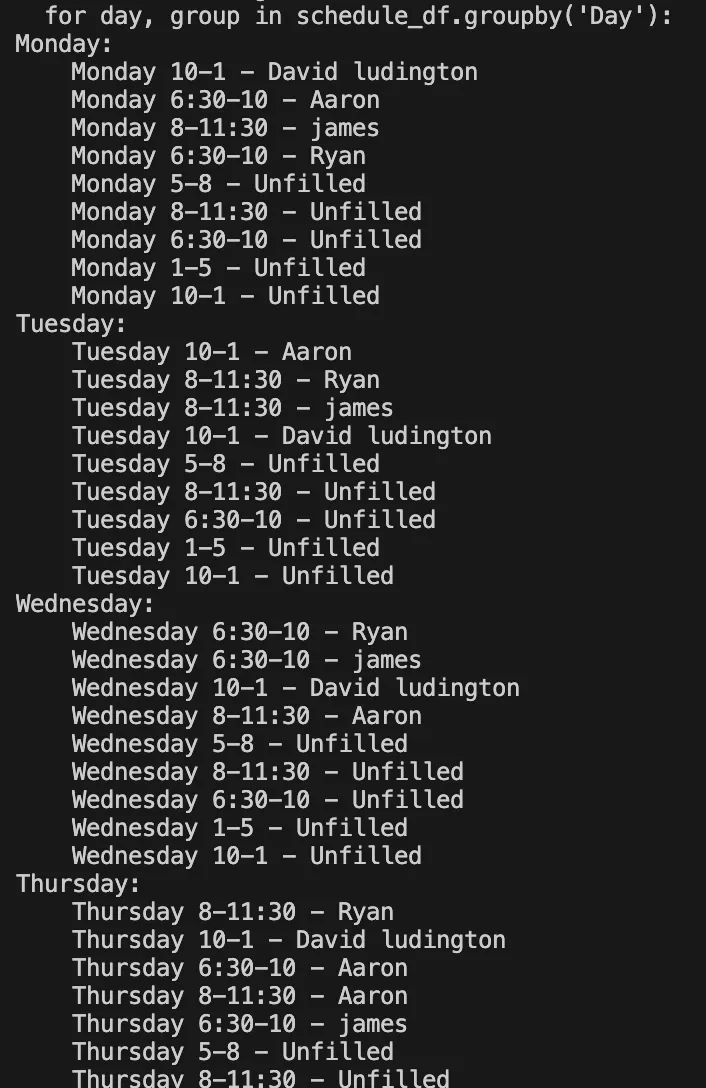 Schedule Builder